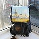 Backpack leather women with painted to order for Mira.Salvador Dali.Slo, Classic Bag, Noginsk,  Фото №1