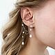 Кафф с жемчугом , серьги с цепочками , длинные серьги. Каффы. Si Wedding Accessories. Ярмарка Мастеров.  Фото №4