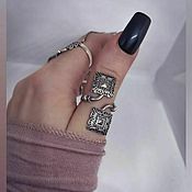 Украшения handmade. Livemaster - original item Full Finger Ring: Double silver rings. Handmade.