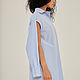 A loose-fitting button-down shirt with slits in a blue check pattern, Shirts, Moscow,  Фото №1