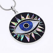 Украшения handmade. Livemaster - original item Eye Pendant. Lapis lazuli, mother of pearl. Natural stones. Handmade.
