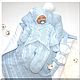 Комплект на выписку "Плюшевый мишка вязаный" голубой/белый. Комплект одежды для выписки. Мэри Поппинс. Интернет-магазин Ярмарка Мастеров.  Фото №2