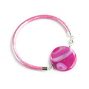 Украшения handmade. Livemaster - original item Agate bracelet, Women`s leather bracelet, pink leather bracelet. Handmade.