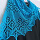 Shawl openwork knitted with knitting needles made of cotton summer Turquoise, Shawls, Kazan,  Фото №1