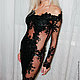 Black lace dress with a gorgeous neckline 'Temptation'. Dresses. Lana Kmekich (lanakmekich). My Livemaster. Фото №6