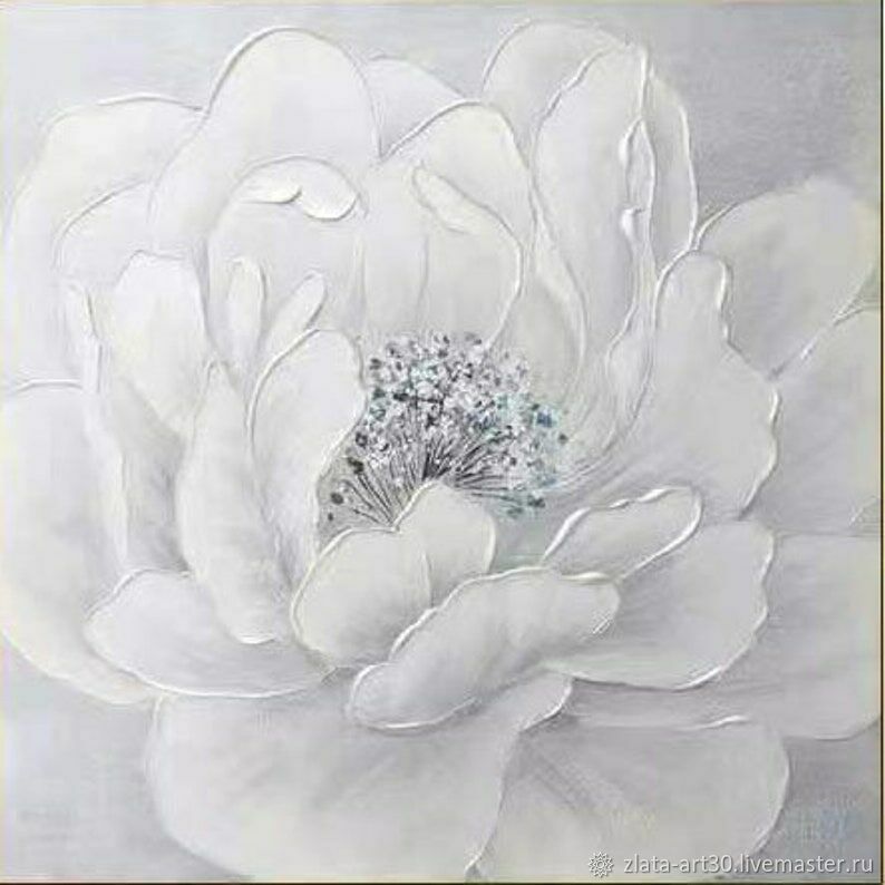 Нежный белый цветок Картина для современного интерьера маслом в дом, Картины, Москва,  Фото №1