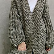 Одежда handmade. Livemaster - original item Fashionable long cardigan with pockets knitted Coat. Handmade.