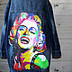 Denim with a pattern on the back of Marilyn Monroe pop art hand painted. Outerwear Jackets. Koler-art handpainted wear. My Livemaster. Фото №4