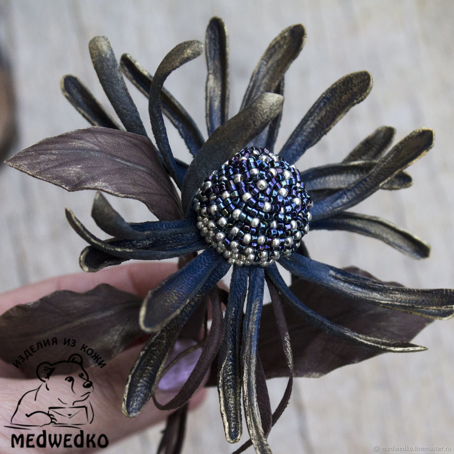 Brooch made of leather Contemplation, Brooches, Vidnoye,  Фото №1
