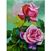 Картины и панно handmade. Livemaster - original item Painting two roses 