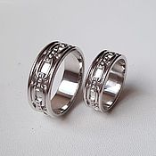 Свадебный салон handmade. Livemaster - original item Pair of wedding rings with silver chain (Ob19). Handmade.