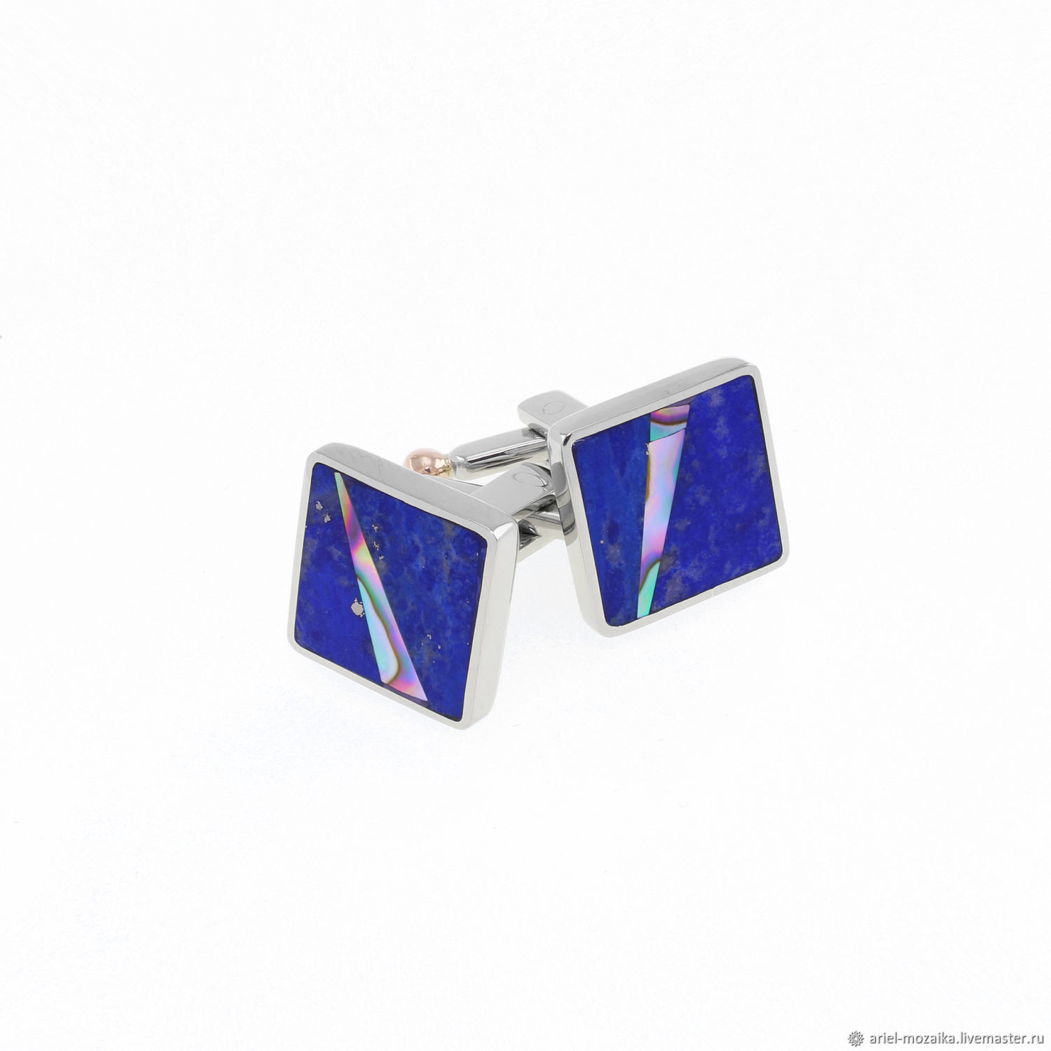 Cufflinks. Lapis and mother of Pearl. Unique cufflinks handmade, Cuff Links, Moscow,  Фото №1