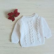 Одежда детская handmade. Livemaster - original item Knitted children`s sweater 80/86 (white). Handmade.
