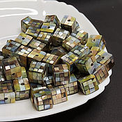 Материалы для творчества handmade. Livemaster - original item Black Lip Beads Mosaic Square 11h11mm. Handmade.