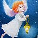 Angel with lantern greeting Card for birthday. Easter souvenirs. KapustinaArt. Online shopping on My Livemaster.  Фото №2