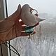 Елочная игрушка керамическая птичка и шар из стекла с перышком, Елочные игрушки, Москва,  Фото №1