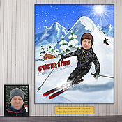 Сувениры и подарки handmade. Livemaster - original item A gift for a male skier on his birthday. Cartoon skier sport Perm. Handmade.