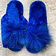 Women's mouton slippers blue, Slippers, Moscow,  Фото №1