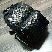 Сумки и аксессуары handmade. Livemaster - original item Backpack made of genuine Python leather, in black!. Handmade.