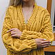 cardigans: Women's oversized yellow cardigan to order. Cardigans. Kardigan sviter - женский вязаный свитер кардиган оверсайз. My Livemaster. Фото №4