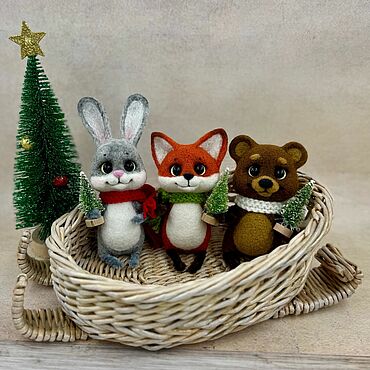 Куклы и игрушки ручной работы. Ярмарка Мастеров - ручная работа Новогодние игрушки зверята. Handmade.
