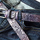 Cinturón de cuero lila Oscuro, colección Aquilegia. Straps. Two Starlings. Ярмарка Мастеров.  Фото №6