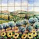 Tiles and tiles:Apron for the kitchen 'Landscapes of Tuscany'. Tile. Flera Daminova Rospis farfora. (artflera). Ярмарка Мастеров.  Фото №5