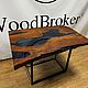 Столешница из эпоксидной смолы и слэба термограба 110х75. Столы. WoodBroker. Ярмарка Мастеров.  Фото №4