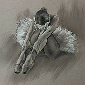 Картины и панно handmade. Livemaster - original item Ballerina Pastel (charcoal grey white graphics). Handmade.