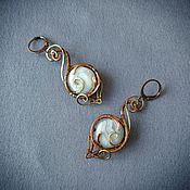 Украшения handmade. Livemaster - original item Copper earrings with agate wire wrap. Handmade.