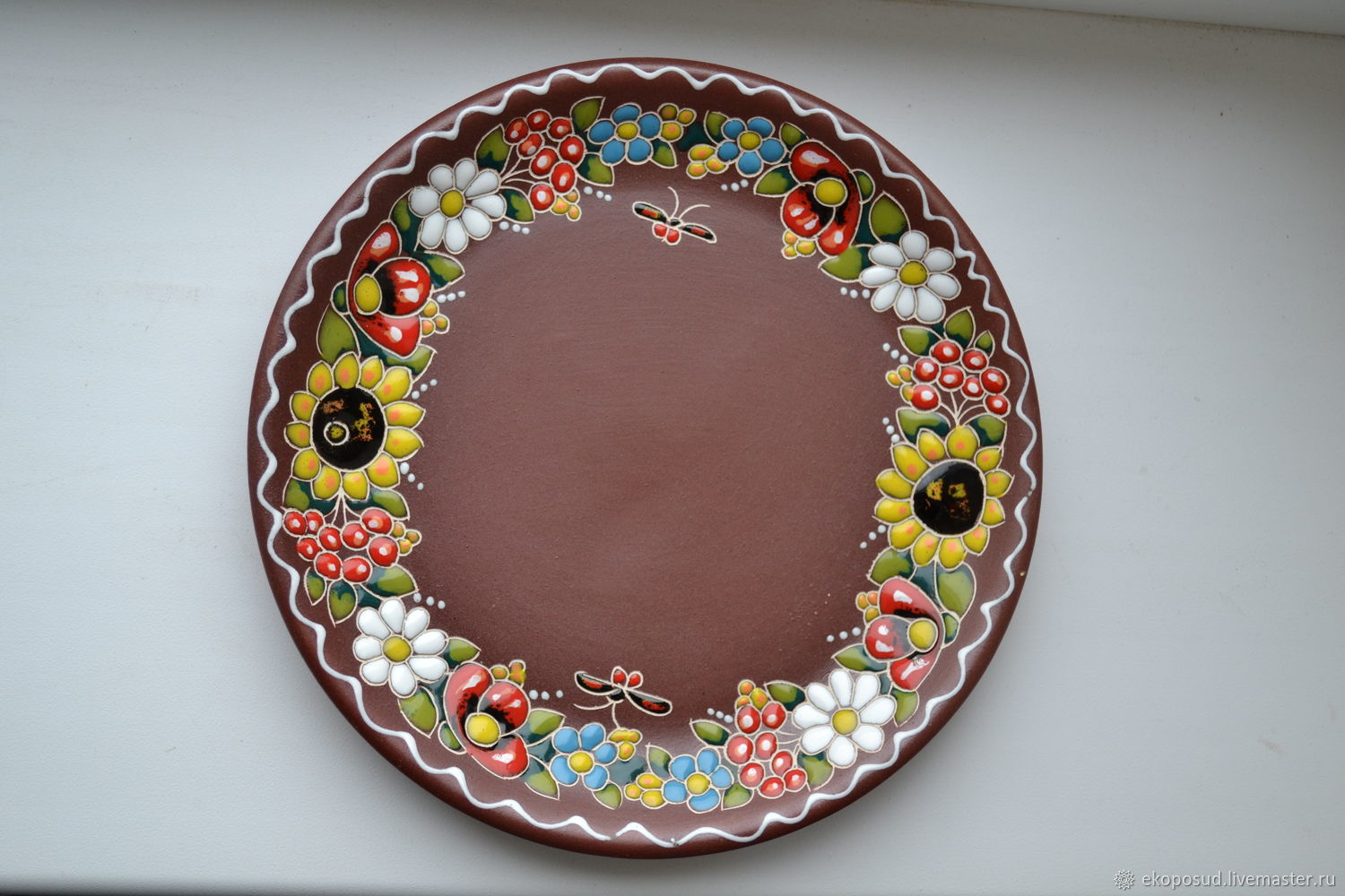  глиняная. тарелка для вторых блюд. 20 см  в интернет .