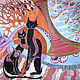 Платок Африканские кошки, Картины, Ялта,  Фото №1