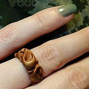 Кольцо деревянное с бирюзой
