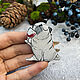 Beige brooch 'Funny pug, wine, glass, cute little'. Brooches. greenfox-23. Online shopping on My Livemaster.  Фото №2