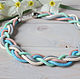 Bead crochet necklace. #beadwork
Колье коса ручной работы. Купить колье. Голубой. Розовый. Бежевый. Лаймовый. Мятный.