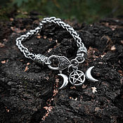 Украшения handmade. Livemaster - original item Wiccan Pentagram — Steel Bracelet (Universal Size). Handmade.