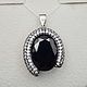 Silver pendant with black onyx 18h13 mm and cubic zirconia, Pendants, Moscow,  Фото №1