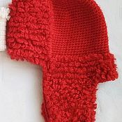 Аксессуары handmade. Livemaster - original item Caps: Knitted red hat with earflaps. Handmade.