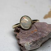 Украшения handmade. Livemaster - original item Thin gold ring with natural opal. Handmade.