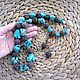 Large set-beads and earrings with Rudraksha and artificial turquoise, Jewelry Sets, St. Petersburg,  Фото №1