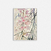 Картины и панно ручной работы. Ярмарка Мастеров - ручная работа Interior painting 60h40 cm Spring (flowers, pink, beige). Handmade.