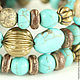 Light turquoise bracelet in three turns on the wire memory has a universal size and does not require fasteners.