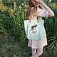 Mint bag with lady fabric shopper roomy tote for the weekend. Shopper. mechty-o-lete. My Livemaster. Фото №6