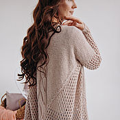 Коричневый свитер с аранами из пуха норки для женщин