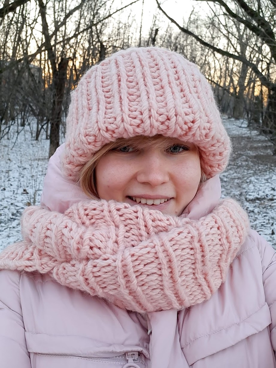 Шапка и шарф из осенней пряжи