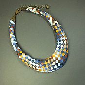Украшения handmade. Livemaster - original item Leather necklace: Denim Etude Handmade Necklace Genuine leather. Handmade.