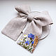Bow - linen, embroidery Cornflowers, Daisies. Hairpins. annetka-ann (annetka-ann). My Livemaster. Фото №4