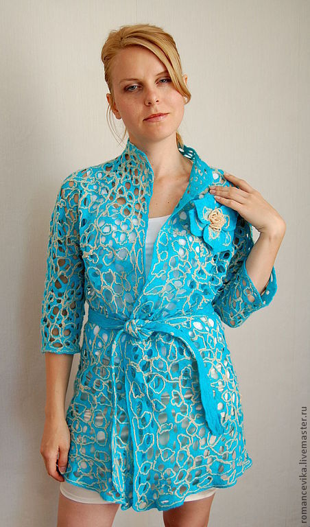 жакет с рукавом 3/4 "Сobweb turquoise 2" в интернет-магазине Ярмарка ...