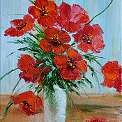 Картины и панно handmade. Livemaster - original item Painting Poppies in a vase, oil on canvas, 18 x 24. Handmade.