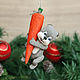 Cotton Christmas tree collectible toy. Bunny from a postcard In. Zarubina, Christmas decorations, St. Petersburg,  Фото №1